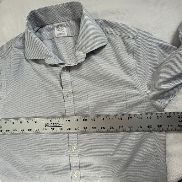 Brooks Brothers Mens Soho Fit Non-Iron Stretch Dress Shirt 16-33 White Gray - Picture 6 of 7